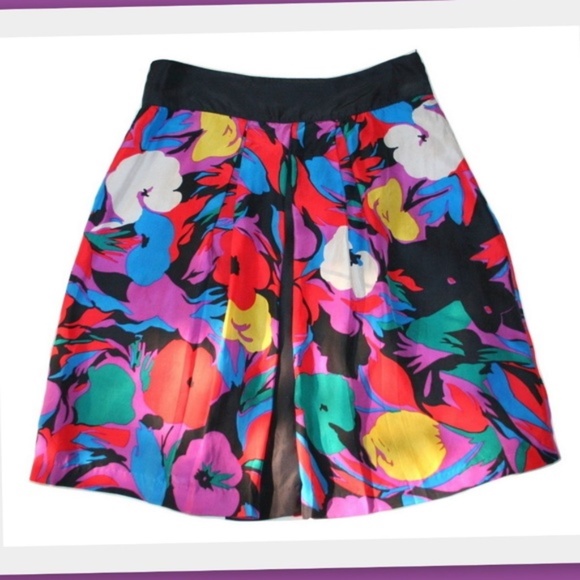 Anthropologie Lil Factory Floral Silk Skirt - Picture 2 of 5